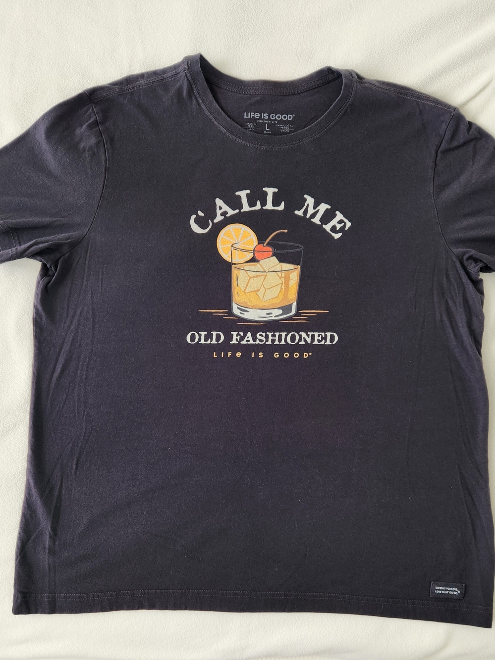 Life Is Good "Call Me Old Fashioned" Crusher Light Mens T Shirt Size L Preowned